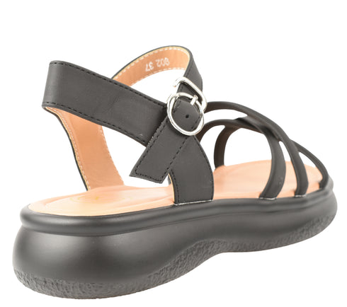 Sandale casual, dama, FORMAZIONE, 802 negru, piele naturala